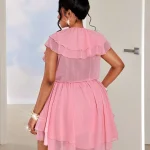 Sexy Plus Size Off Shoulder Ruffle Chiffon Mini Dress 2 | PricZone