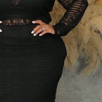 Plus Size Women Semi Sheer Lace Long Slim Fit Summer Dress 1