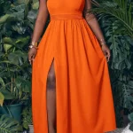 One Shoulder Plus Size Maxi Dress for Summer Vacation 4 | PricZone