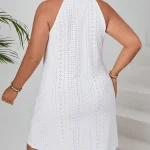 Plus Size Womens White Halter Beach Sundress 1 | PricZone