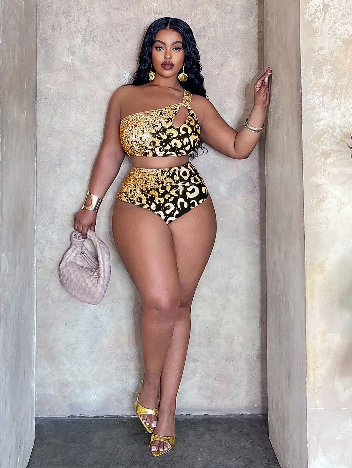 Gold Leopard Print Halter Bikini Set 2 | PricZone Gold Leopard Print Halter Bikini Set 2 | PricZone