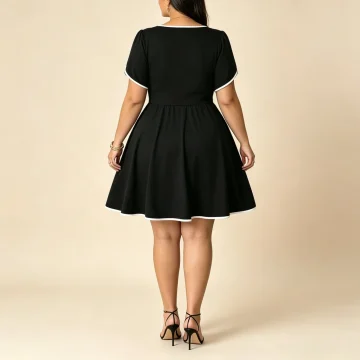 Lace Sleeveless V Neck Cocktail Dress Plus Size 1 | PricZone
