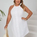 Plus Size Womens White Halter Beach Sundress 4 | PricZone