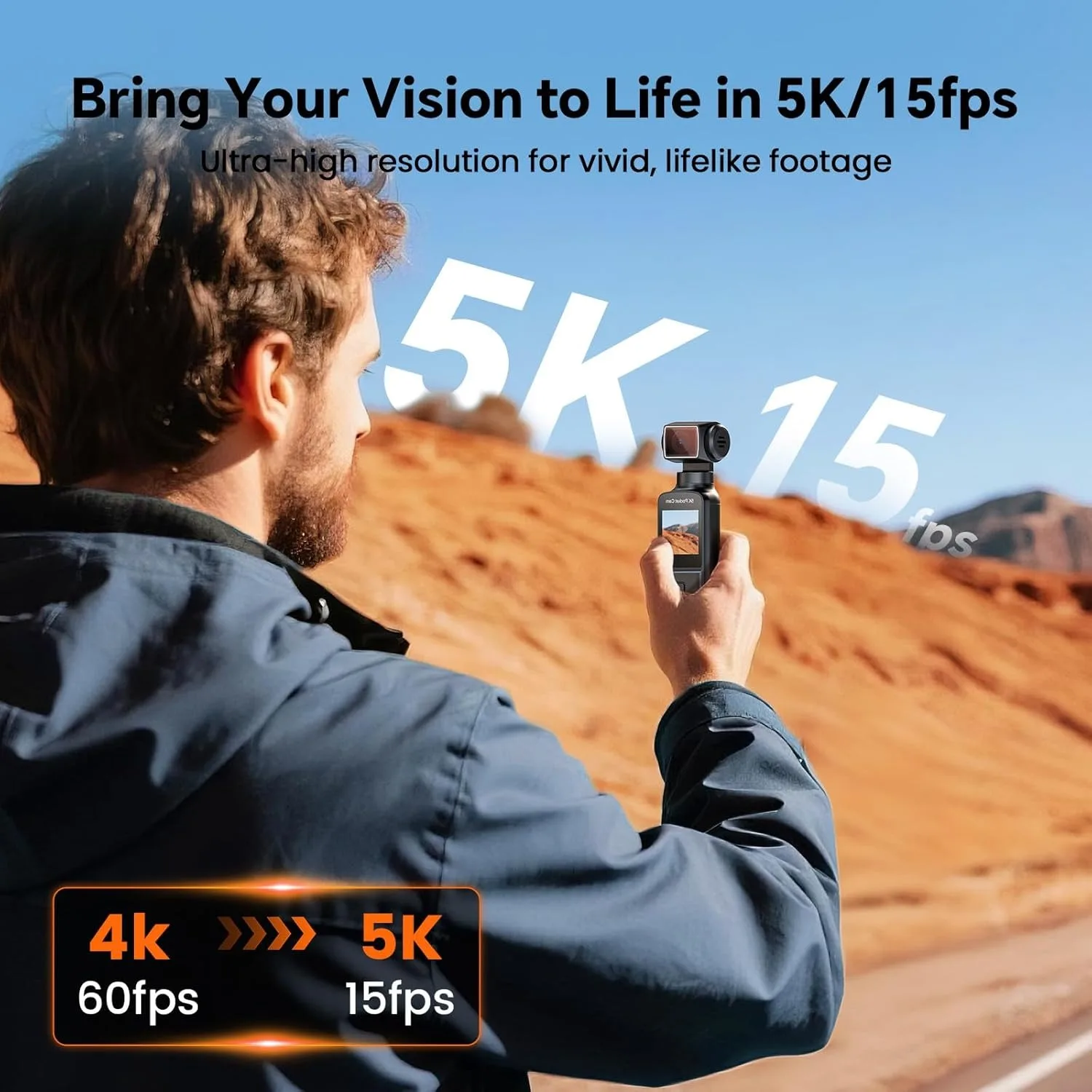 5K Body Camera with 270° Rotating Lens and External Mic 10