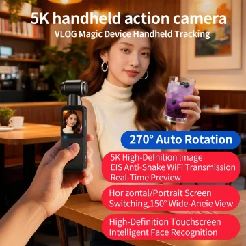 5K Hd Handheld Camera with 270 Rotation Lens 2