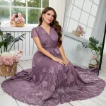 Floral Print Wrap Dress for Women Plus Size Floor Length 2 | PricZone