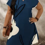 Plus Size Floral Notch VNeck Batwing Sleeve Summer Dress 2 | PricZone Plus Size Floral Notch V Neck Batwing Sleeve Summer Dress 2 | PricZone