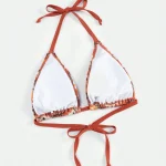 Adjustable Halter Triangle Bikini Top with Ethnic Print Trim 4 | PricZone