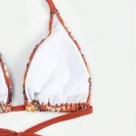 Adjustable Halter Triangle Bikini Top with Ethnic Print Trim 1 | PricZone