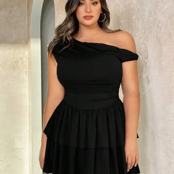 Plus Size Off Shoulder Short Summer Dress 1