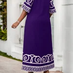 Purple Plus Size Greek Key Pattern Maxi Dress 1 | PricZone