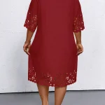 Plus Size Burgundy Hollow Out Summer Dress 6 | PricZone Plus Size Burgundy Hollow Out Summer Dress 6 | PricZone
