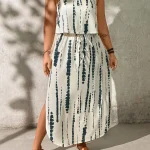 Plus Size Tie Dye Maxi Dress with Slit and Cinched Waist 5 | PricZone Plus Size Tie Dye Maxi Dress with Slit and Cinched Waist 5 | PricZone