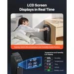3Way Handgun Safe with Fingerprint Password 3 | PricZone Person in bed reaches toward a bedside cabinet with a keypad device overlaid text promotes LCDs displaying real time temperature and humidity inside the box | PricZone