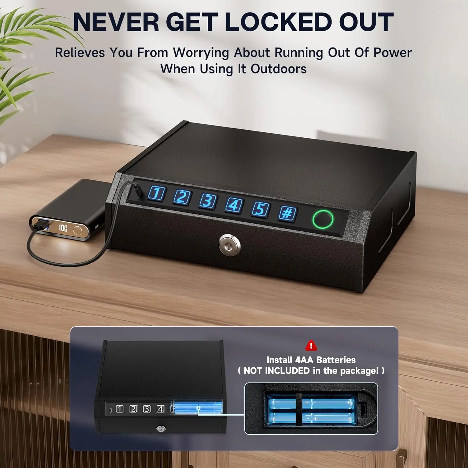 Biometric Handgun Safe with Drop Slot Quick Access LED 12