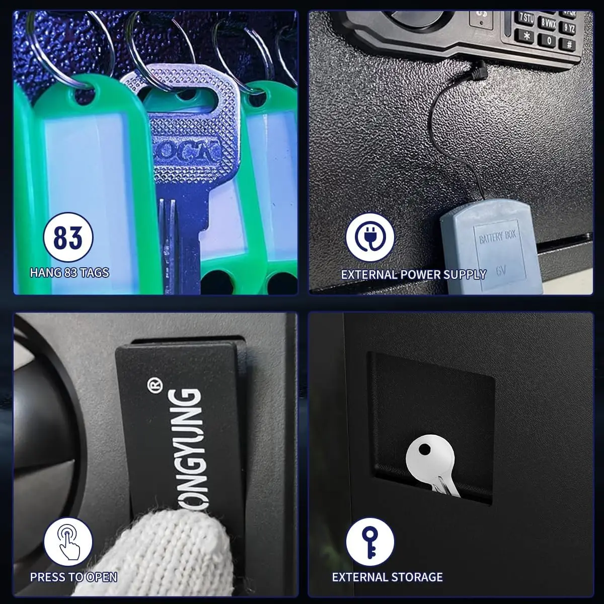 83 Keys Wall Safe with Sensor Light Emergency Power Secure 11