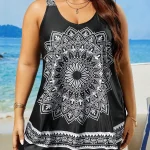 Plus Size Womens Mandala Print Sleeveless Swim Dress 6 | PricZone