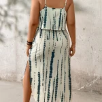 Plus Size Tie Dye Maxi Dress with Slit and Cinched Waist 2 | PricZone Plus Size Tie Dye Maxi Dress with Slit and Cinched Waist 2 | PricZone