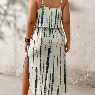 Plus Size Tie Dye Maxi Dress with Slit and Cinched Waist 2 | PricZone Plus Size Tie Dye Maxi Dress with Slit and Cinched Waist 2 | PricZone