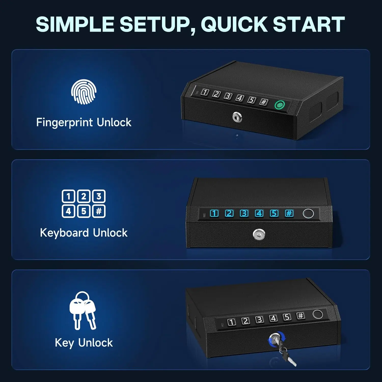 Biometric Handgun Safe with Drop Slot Quick Access LED 11