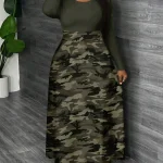 Autumn Winter Camouflage Print Maxi Dress for Plus Size 3 | PricZone