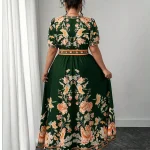 Plus Size Bohemian Floral VNeck Maxi Dress 4 | PricZone Plus Size Bohemian Floral V Neck Maxi Dress 4 | PricZone