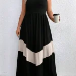 Plus Size Sleeveless Color Block Maxi Dress 5 | PricZone