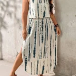 Plus Size Tie Dye Maxi Dress with Slit and Cinched Waist 4 | PricZone Plus Size Tie Dye Maxi Dress with Slit and Cinched Waist 4 | PricZone
