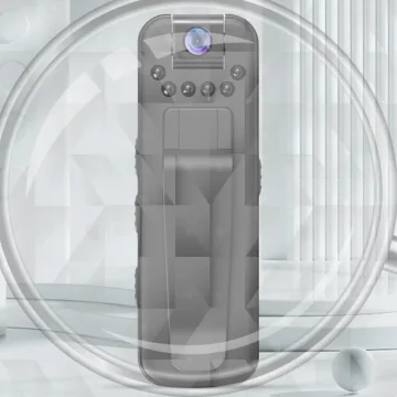 Back view of a gray smartphone with six camera lenses and a central sensor set against a light abstract background | PricZone
