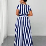 Plus Size Womens Summer Striped Maxi Dress 5 | PricZone