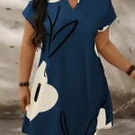 Plus Size Floral Notch VNeck Batwing Sleeve Summer Dress 3 | PricZone Plus Size Floral Notch V Neck Batwing Sleeve Summer Dress 3 | PricZone