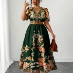 Plus Size Bohemian Floral VNeck Maxi Dress 6 | PricZone Plus Size Bohemian Floral V Neck Maxi Dress 6 | PricZone