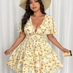Plus Size Women Summer Chiffon Floral Ruffle Sleeve Mini 3 | PricZone Plus Size Women Summer Chiffon Floral Ruffle Sleeve Mini 3 | PricZone