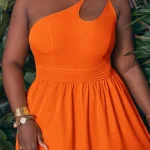 One Shoulder Plus Size Maxi Dress for Summer Vacation 3 | PricZone