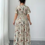 Plus Size Womens Ditsy Floral V Neck Maxi Dress 4 | PricZone
