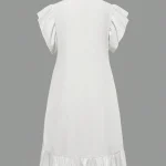 Plus Size Womens Ruffle Trim Casual Dress White 4 | PricZone
