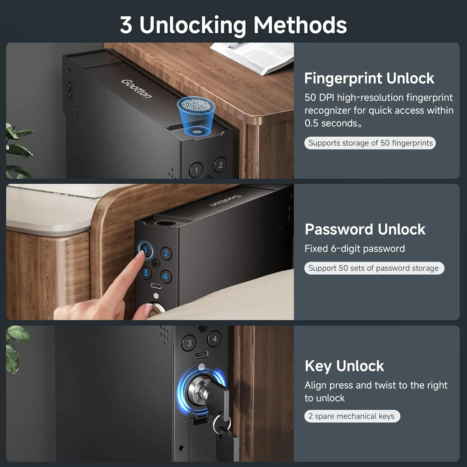 Vehicle Gun Safe for Handgun with Fingerprint Keypad Key 2 | PricZone Vehicle Gun Safe for Handgun with Fingerprint Keypad Key 2 | PricZone