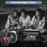 Three friends on a beach using an infrared night vision camera overlay reads Infrared Night Vision and 270° Rotation | PricZone