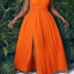 One Shoulder Plus Size Maxi Dress for Summer Vacation 1 | PricZone