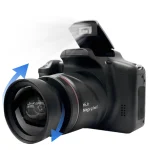 Black compact digital camera with a large zoom lens and a pop up flash lens shows 160 Megapixel text | PricZone
