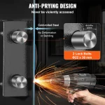 Q235 Steel Wall Safe with Keypad and 34 Tier Storage 4 | PricZone Close up of a drill cutting into a metal door to illustrate an anti prying design showing cold rolled steel bolts and two 22x30 mm lock bolts labeled on the package | PricZone