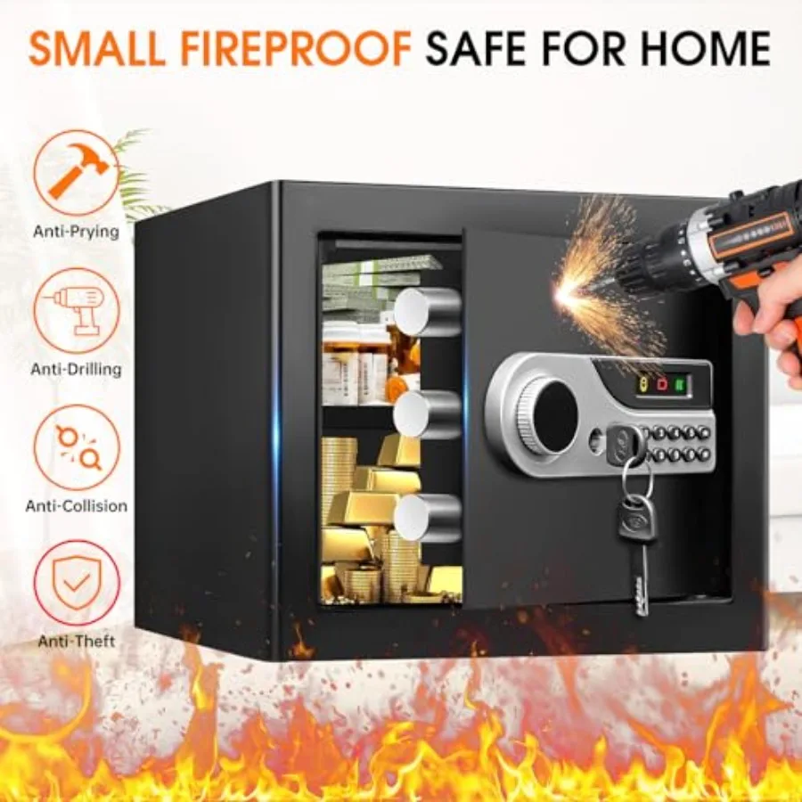 Small Home Water and Fireproof Digital Security Safe Box 8