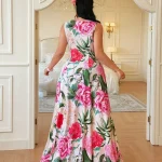 Floral Print Floor Length Dress for Women Plus Size 6 | PricZone