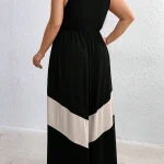 Plus Size Sleeveless Color Block Maxi Dress 4 | PricZone