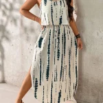 Plus Size Tie Dye Maxi Dress with Slit and Cinched Waist 6 | PricZone Plus Size Tie Dye Maxi Dress with Slit and Cinched Waist 6 | PricZone
