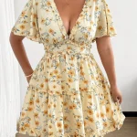 Plus Size Women Summer Chiffon Floral Ruffle Sleeve Mini 2 | PricZone Plus Size Women Summer Chiffon Floral Ruffle Sleeve Mini 2 | PricZone