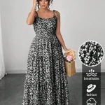 Light Green Tiny Floral Tiered Maxi Dress with Tie Shoulder 2 | PricZone Light Green Tiny Floral Tiered Maxi Dress with Tie Shoulder 2 | PricZone