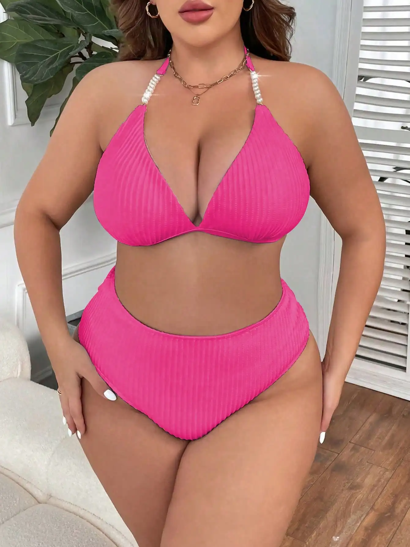 2 Piece Solid Color Ribbed Halter Neck 5 | PricZone 2 Piece Solid Color Ribbed Halter Neck 5 | PricZone
