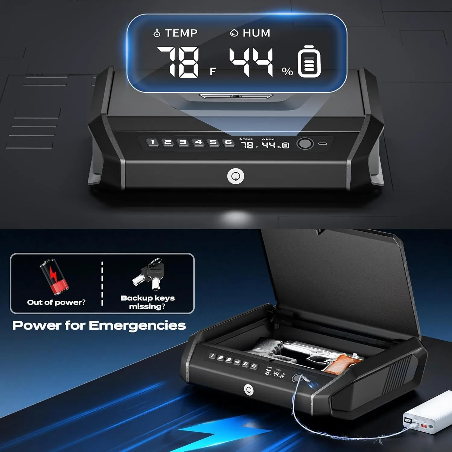 Biometric Gun Safe 0.1S Quick Access for 2-4 Pistols 10