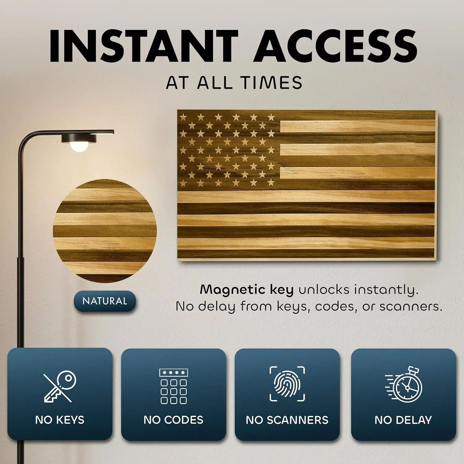 American Flag Hidden Wall Mounted Gun Safe with Magnetic 2 | PricZone American Flag Hidden Wall Mounted Gun Safe with Magnetic 2 | PricZone